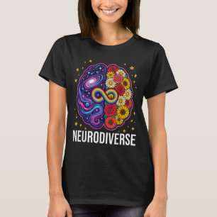 Neurodiverse Brain Colourful Space Floral Autism T-Shirt