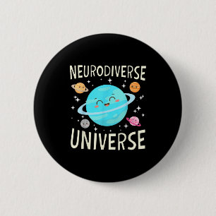 Neurodiverse planet space theme galaxy autism 6 cm round badge