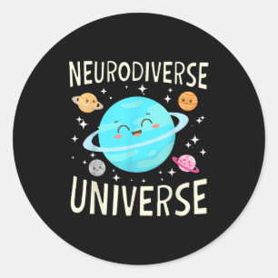 Neurodiverse planet space theme galaxy autism classic round sticker