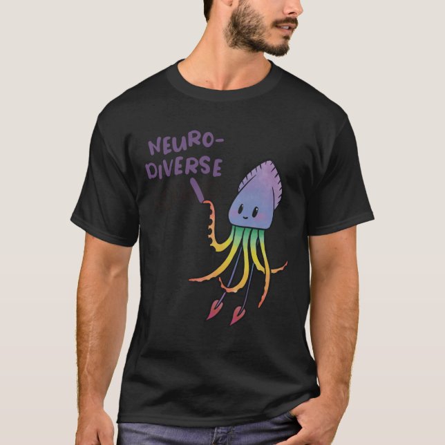 Neurodiverse Squid Sticker T-Shirt (Front)