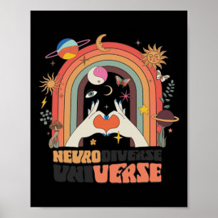 Neurodiverse Universe Celestial Retro Autism Aware Poster