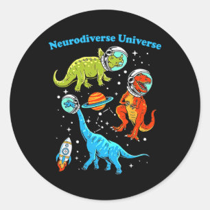 Neurodiverse Universe Dinosaurs Space Adhd Asd Aut Classic Round Sticker