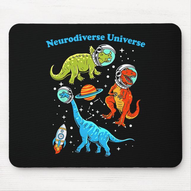 Neurodiverse Universe Dinosaurs Space Adhd Asd Aut Mouse Mat (Front)