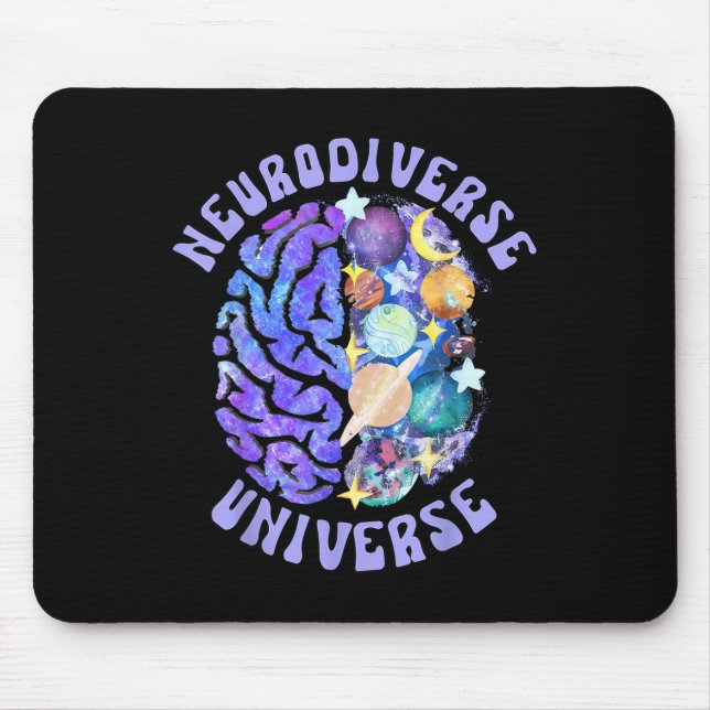 Neurodiverse Universe Neurodiversity Brain Adhd Aw Mouse Mat (Front)