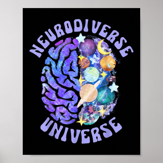 Neurodiverse Universe Neurodiversity Brain Adhd Aw Poster (Front)