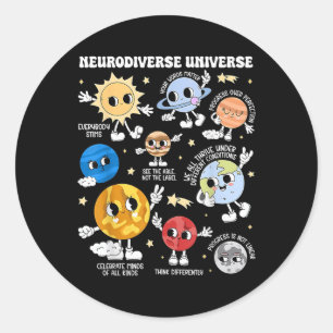 Neurodiverse Universe Planet Autism Awareness Supp Classic Round Sticker