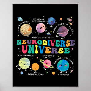 Neurodiverse Universe Space Planet Autistic Autism Poster
