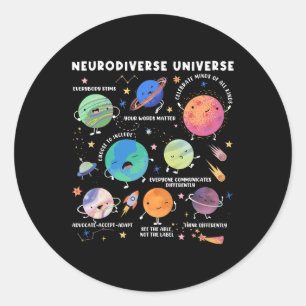 Neurodiverse Universe Space Planet Special Educati Classic Round Sticker