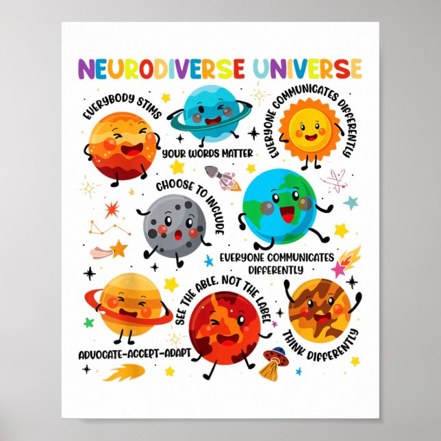 Neurodiverse Universe Space Planet Special Educati Poster (Front)