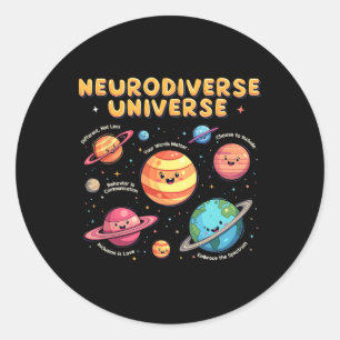 Neurodiverse Universe Special Education Autism Awa Classic Round Sticker