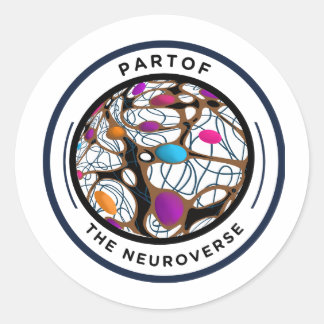 Neurodiversity acceptance autism brain neuro classic round sticker
