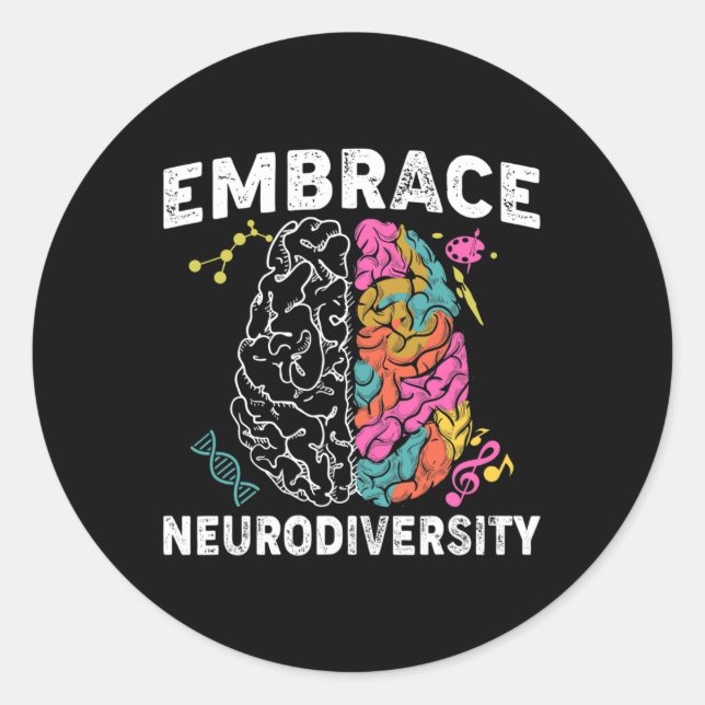 Neurodiversity Adhd Autism Awareness  Classic Round Sticker (Front)