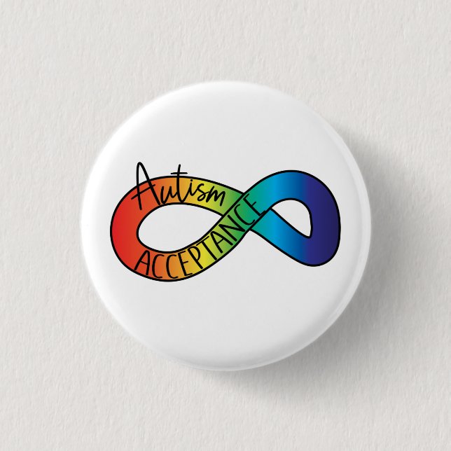 Neurodiversity Autism Acceptance Rainbow Button (Front)