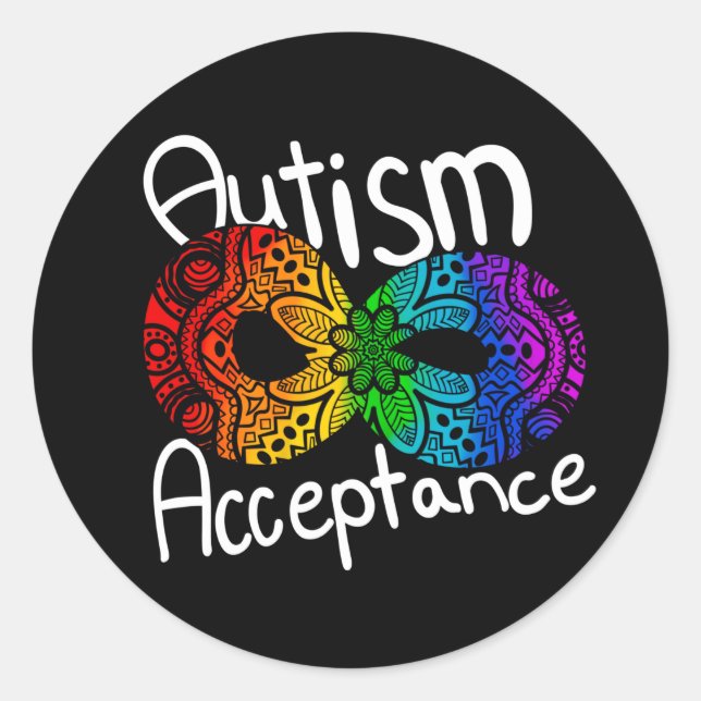 Neurodiversity Autism Acceptance Rainbow Button Cl Classic Round Sticker (Front)
