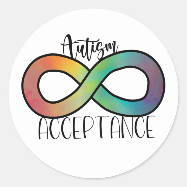 Neurodiversity Autism Acceptance Rainbow Button Classic Round Sticker (Front)