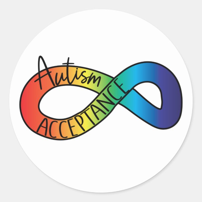 Neurodiversity Autism Acceptance Rainbow Button Classic Round Sticker (Front)