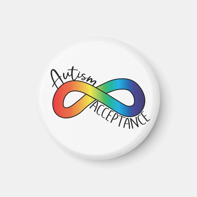 Neurodiversity Autism Acceptance Rainbow Button Magnet (Front)