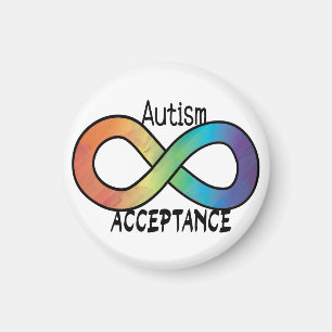 Neurodiversity Autism Acceptance Rainbow Button Magnet