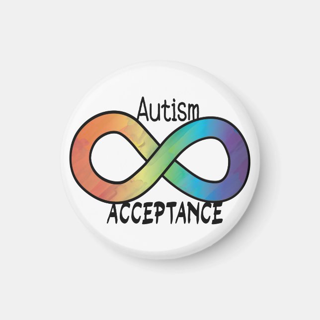 Neurodiversity Autism Acceptance Rainbow Button Magnet (Front)
