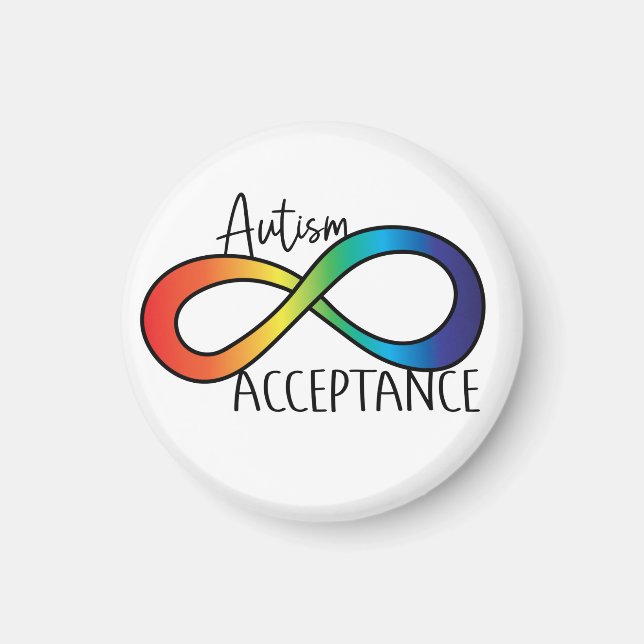 Neurodiversity Autism Acceptance Rainbow Button Magnet (Front)