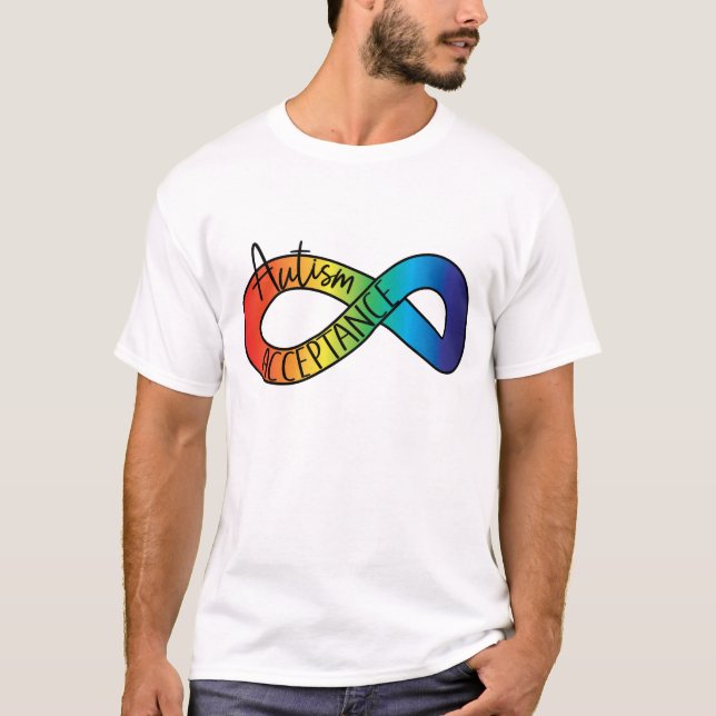 Neurodiversity Autism Acceptance Rainbow Button T-Shirt (Front)