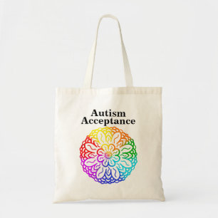 Neurodiversity Autism Acceptance Rainbow Button To Tote Bag