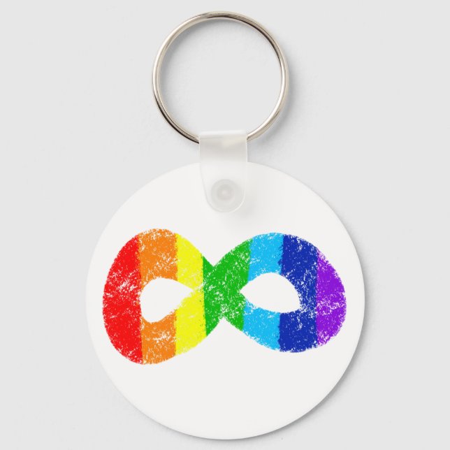 Neurodiversity Autism Awareness Acceptance Rainbow Key Ring (Front)