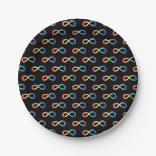 Neurodiversity Autism Awareness Acceptance Rainbow Paper Plate