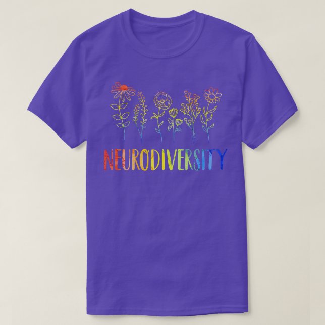 Neurodiversity Autism Awareness ADHD Rainbow Flowe T-Shirt (Design Front)