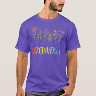 Neurodiversity Autism Awareness ADHD Rainbow Flowe T-Shirt