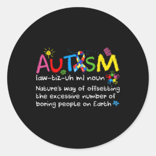 Neurodiversity Autism Awareness Noun Definition Me Classic Round Sticker