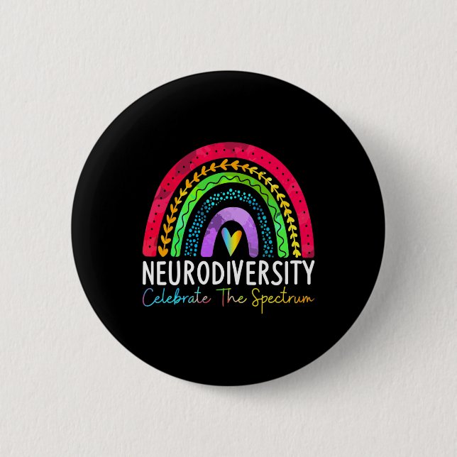 Neurodiversity Autism Spectrum Asd Adhd Rainbow Bo 6 Cm Round Badge (Front)