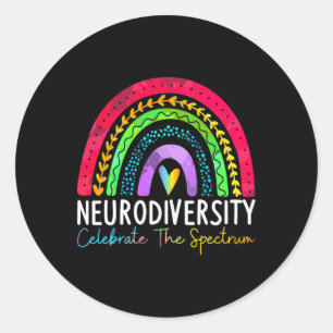 Neurodiversity Autism Spectrum Asd Adhd Rainbow Bo Classic Round Sticker