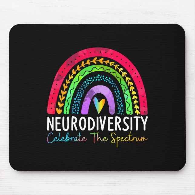 Neurodiversity Autism Spectrum Asd Adhd Rainbow Bo Mouse Mat (Front)