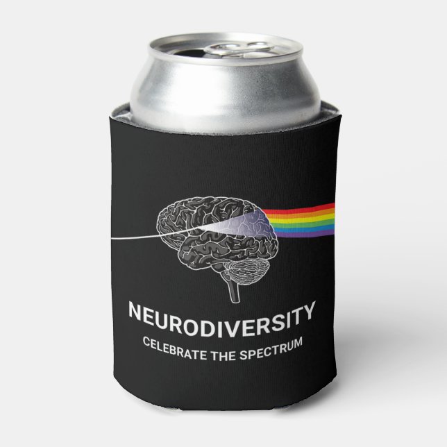 Neurodiversity Autism Spectrum ASD ADHD Rainbow Br Can Cooler (Can Front)