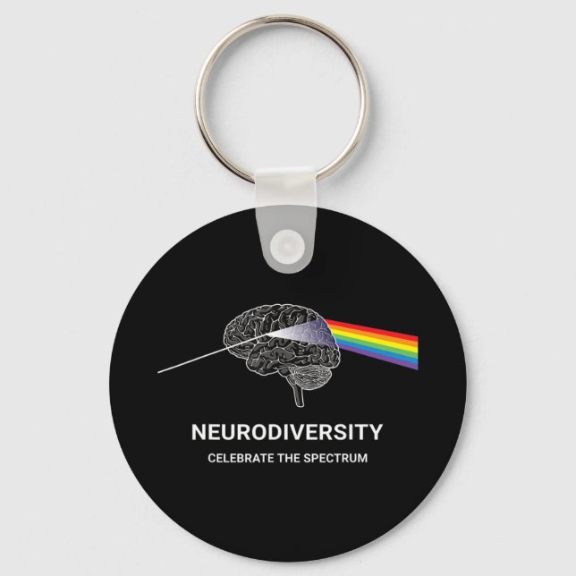 Neurodiversity Autism Spectrum ASD ADHD Rainbow Br Key Ring (Front)