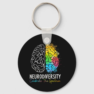 Neurodiversity Autism Spectrum ASD ADHD Rainbow Br Key Ring