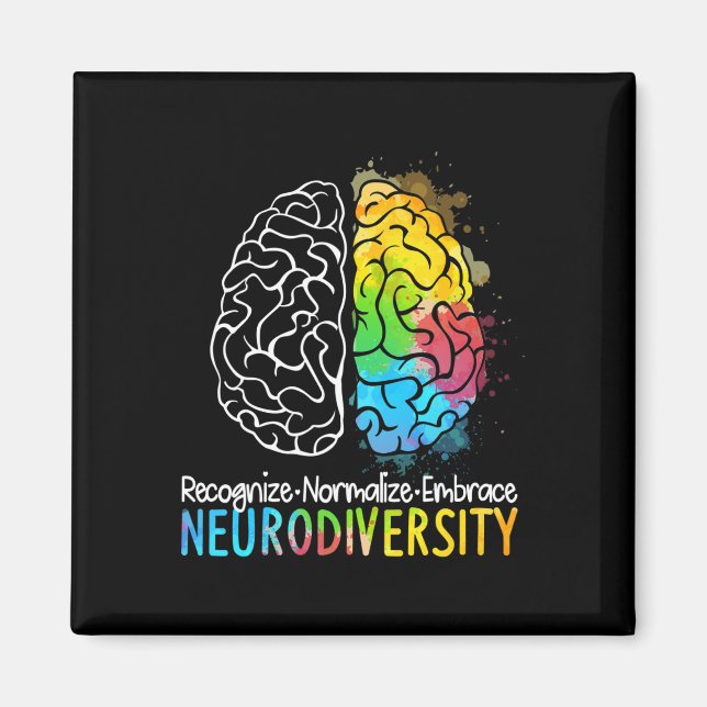 Neurodiversity Autism Spectrum Asd Adhd Rainbow Br Magnet (Front)