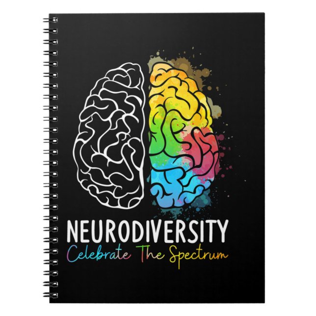 Neurodiversity Autism Spectrum ASD ADHD Rainbow Br Notebook (Front)