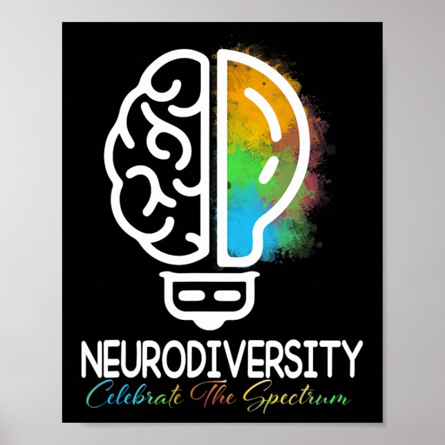 Neurodiversity Autism Spectrum Asd Adhd Rainbow Br Poster (Front)