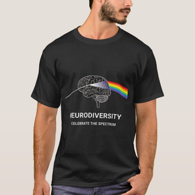 Neurodiversity Autism Spectrum ASD ADHD Rainbow Br T-Shirt (Front)