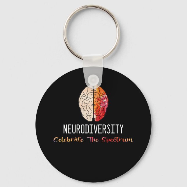 Neurodiversity Autism Spectrum ASD ADHD Rainbow Key Ring (Front)