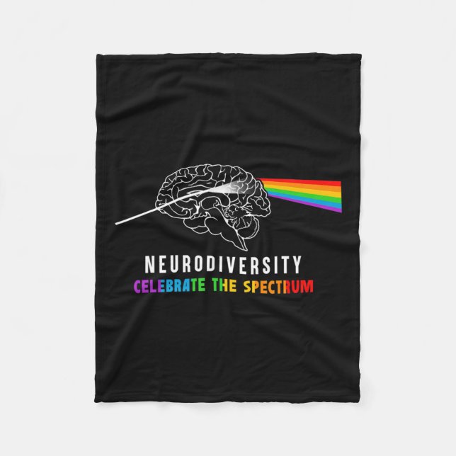 Neurodiversity Autism Spectrum Brain Asd Adhd Rain Fleece Blanket (Front)
