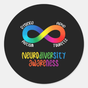 Neurodiversity Awareness Adhd Autism Dyslexia Tour Classic Round Sticker