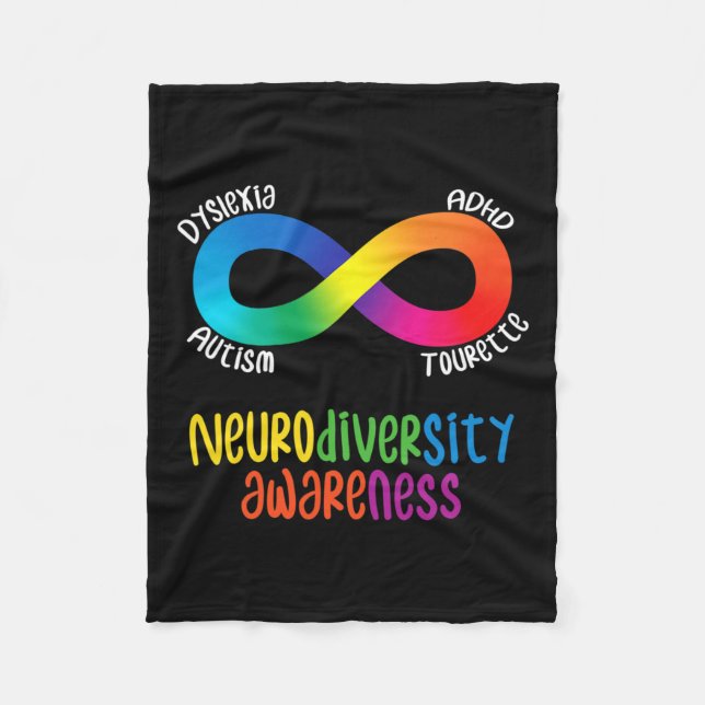 Neurodiversity Awareness Adhd Autism Dyslexia Tour Fleece Blanket (Front)
