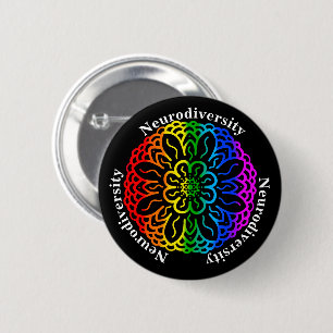 Neurodiversity Awareness Rainbow Mandala Button