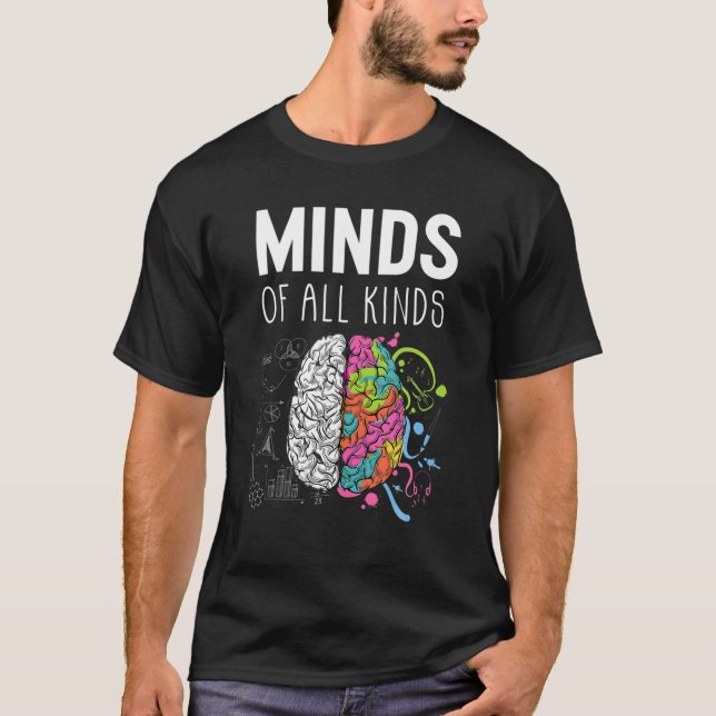 Neurodiversity Brain ADHD Autism Awareness T-Shirt (Front)