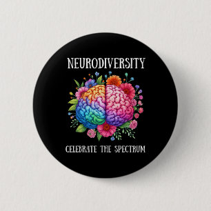 Neurodiversity Brain Adhd Awareness Asd Autism 6 Cm Round Badge