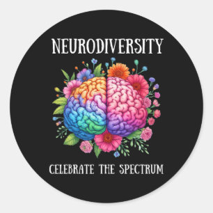 Neurodiversity Brain Adhd Awareness Asd Autism Classic Round Sticker