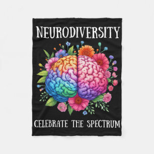 Neurodiversity Brain Adhd Awareness Asd Autism Fleece Blanket